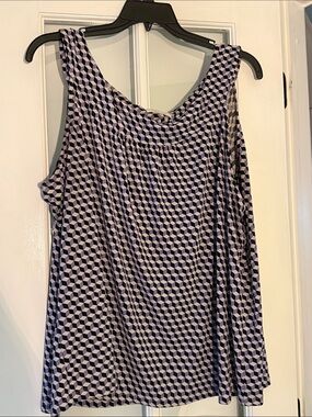Calvin Klein Black and Purple Geometric Sleeveless Camisole